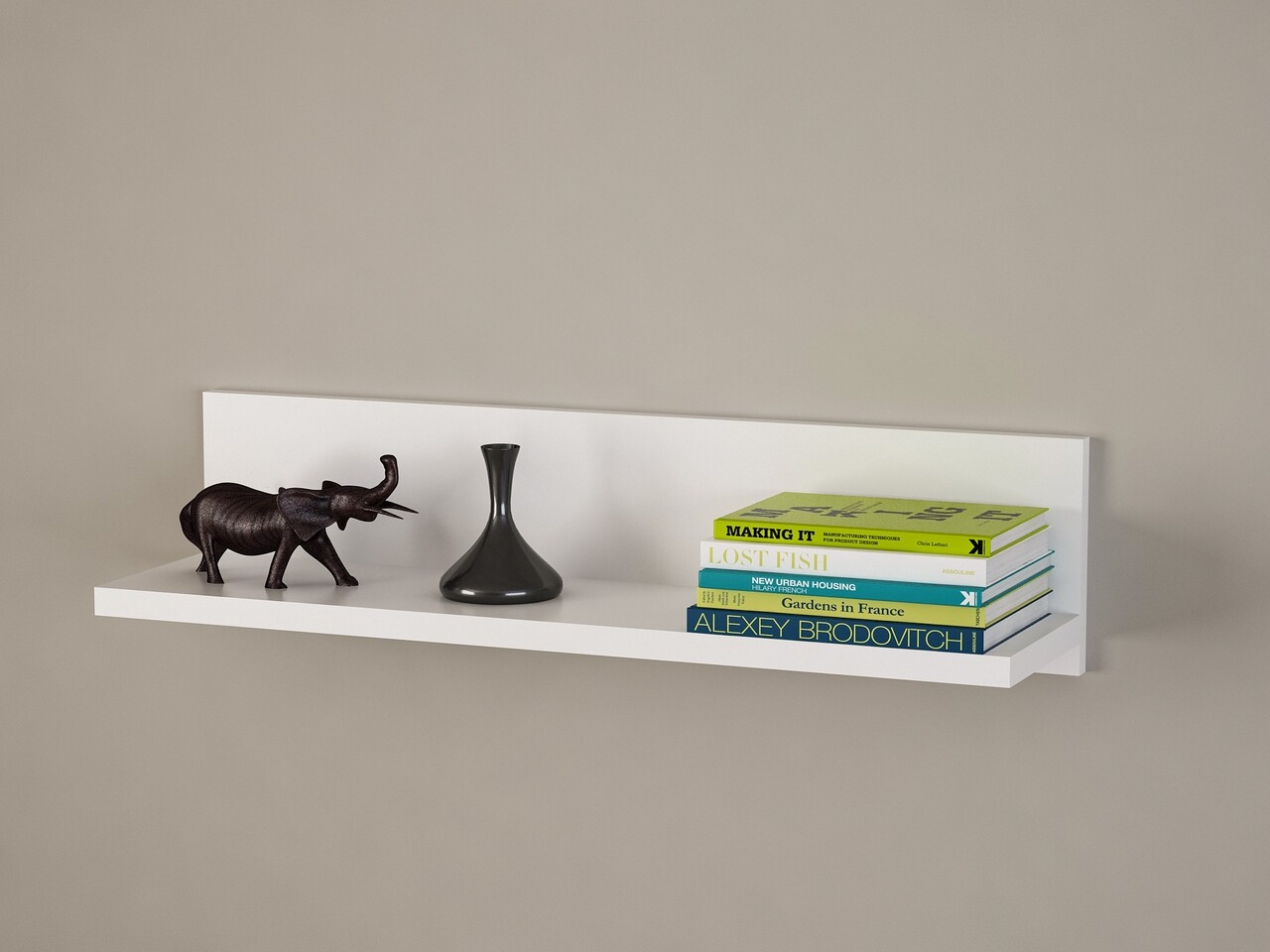 Raft pentru perete Novella K5, Furny Home, 60x14,5x14,5 cm, alb/aluna - imagine 4